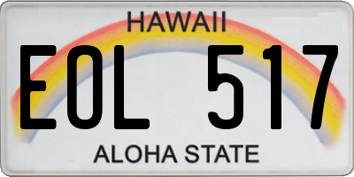 HI license plate EOL517