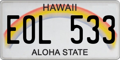 HI license plate EOL533