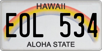 HI license plate EOL534