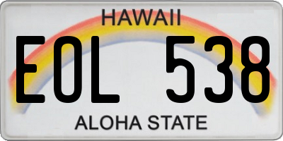 HI license plate EOL538