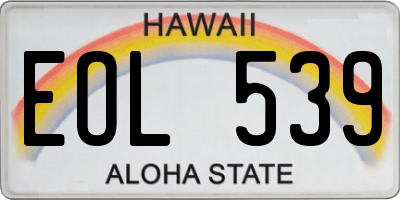 HI license plate EOL539
