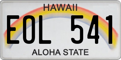 HI license plate EOL541