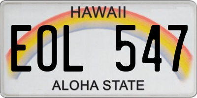 HI license plate EOL547