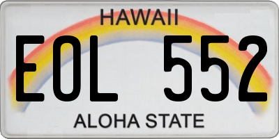 HI license plate EOL552