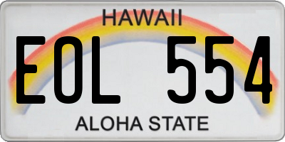 HI license plate EOL554