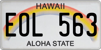 HI license plate EOL563