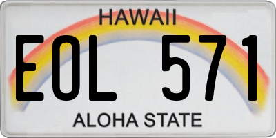 HI license plate EOL571