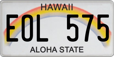 HI license plate EOL575