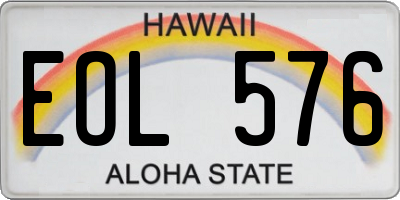 HI license plate EOL576