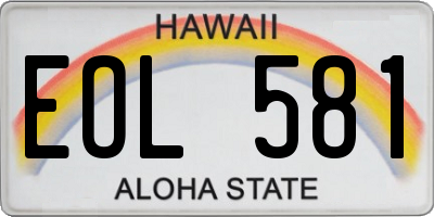 HI license plate EOL581