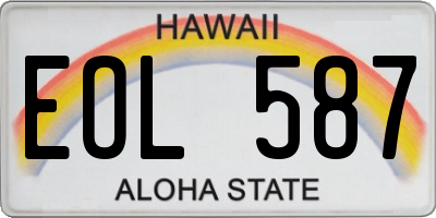 HI license plate EOL587