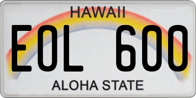 HI license plate EOL600