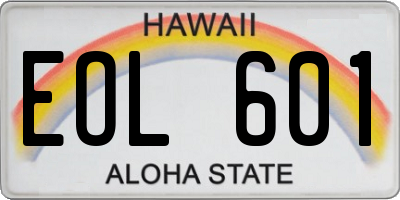 HI license plate EOL601