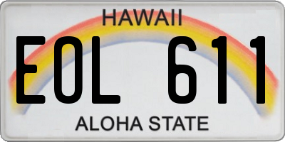 HI license plate EOL611