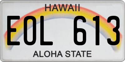 HI license plate EOL613