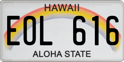 HI license plate EOL616