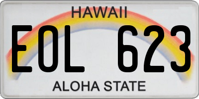 HI license plate EOL623