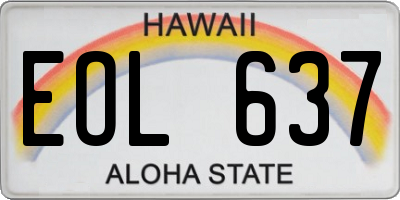 HI license plate EOL637