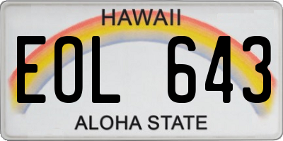 HI license plate EOL643