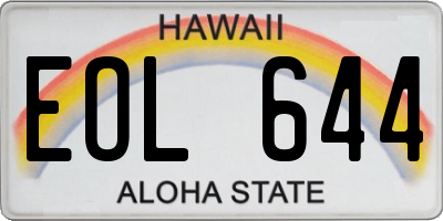 HI license plate EOL644