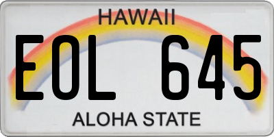 HI license plate EOL645
