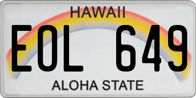 HI license plate EOL649