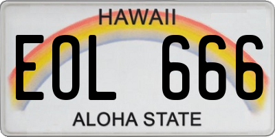 HI license plate EOL666
