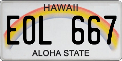 HI license plate EOL667