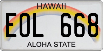 HI license plate EOL668
