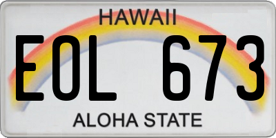 HI license plate EOL673