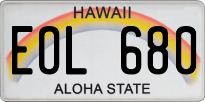 HI license plate EOL680