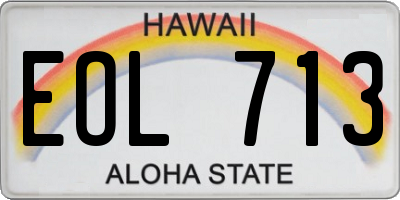 HI license plate EOL713