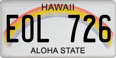 HI license plate EOL726