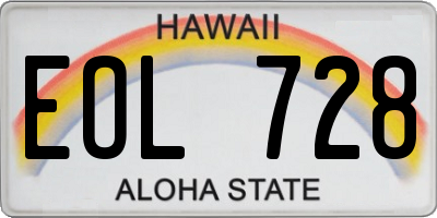 HI license plate EOL728