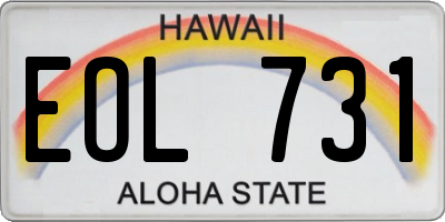 HI license plate EOL731