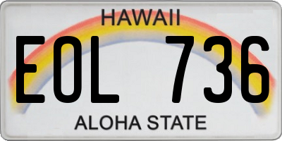 HI license plate EOL736