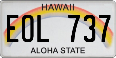 HI license plate EOL737