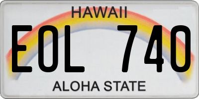 HI license plate EOL740