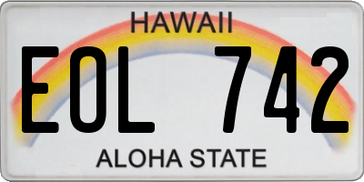 HI license plate EOL742