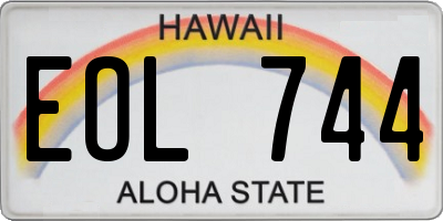 HI license plate EOL744