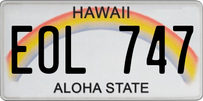 HI license plate EOL747