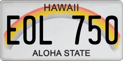 HI license plate EOL750