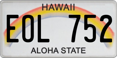 HI license plate EOL752