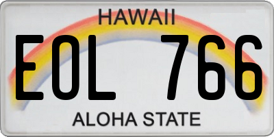 HI license plate EOL766