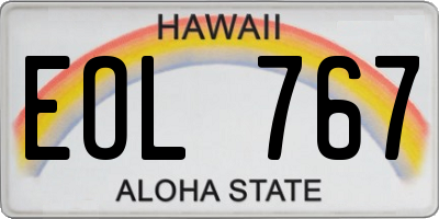 HI license plate EOL767