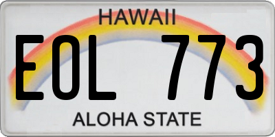 HI license plate EOL773