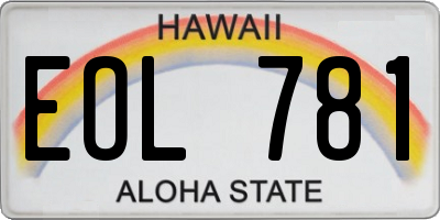 HI license plate EOL781