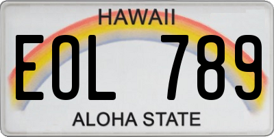 HI license plate EOL789