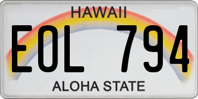 HI license plate EOL794