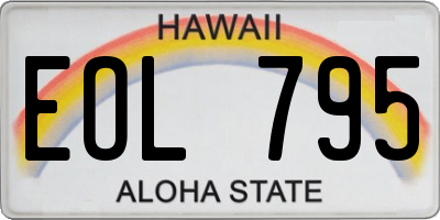 HI license plate EOL795